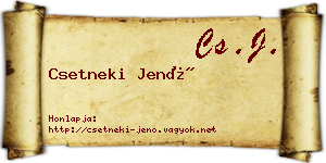 Csetneki Jenő névjegykártya